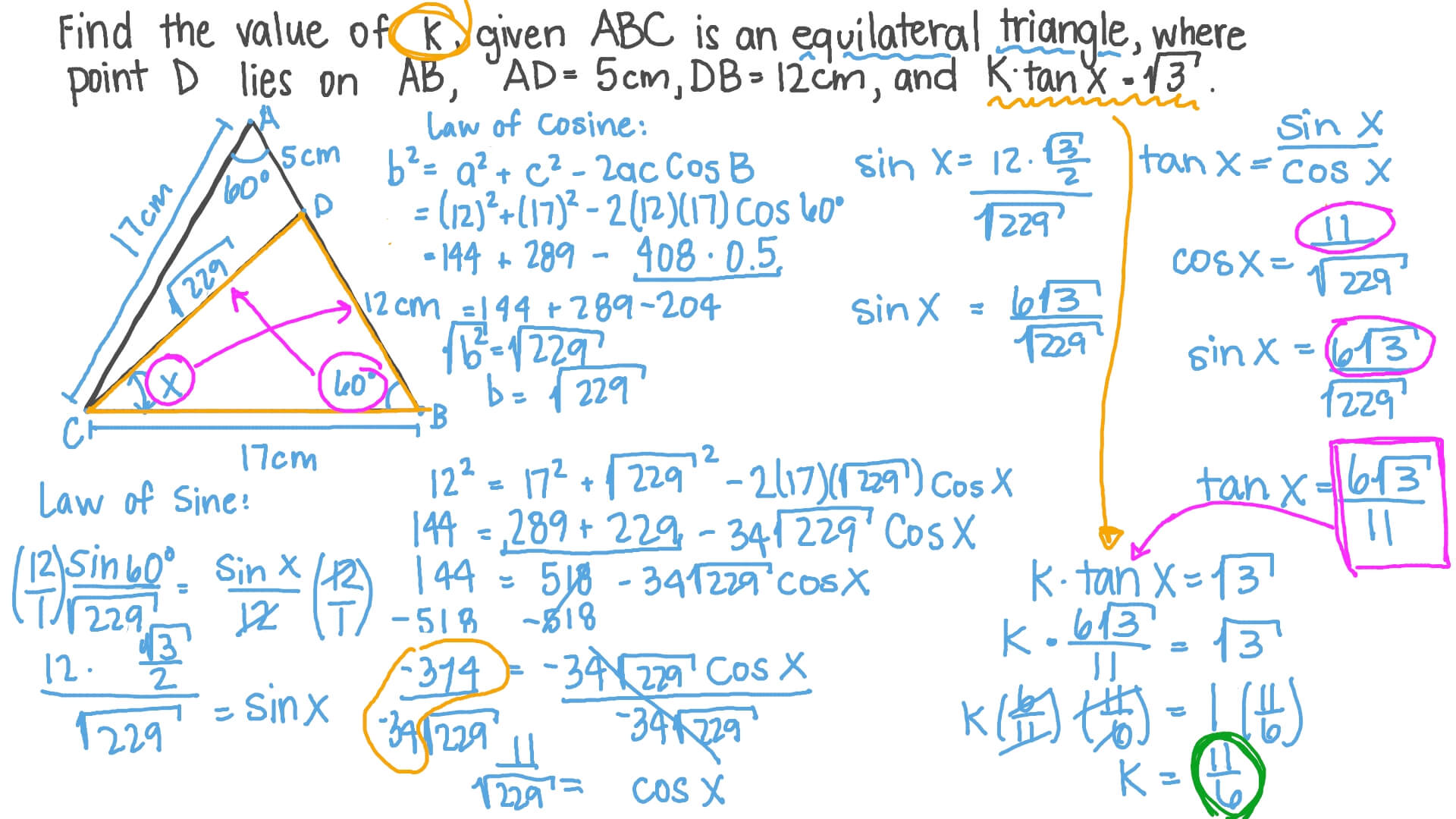Finding the Missing Number in the Tangent Ratio for Angles in Equilateral Triangles