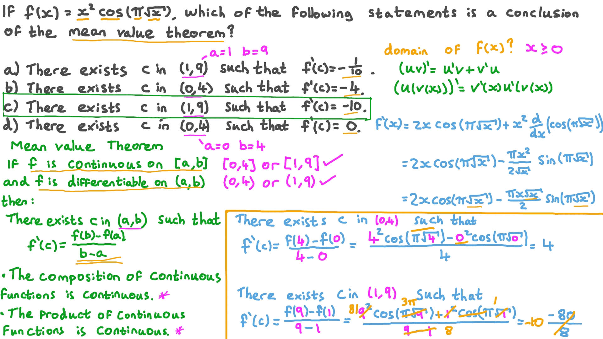 Video: Using the Mean Value Theorem to Verify Statements about the ...