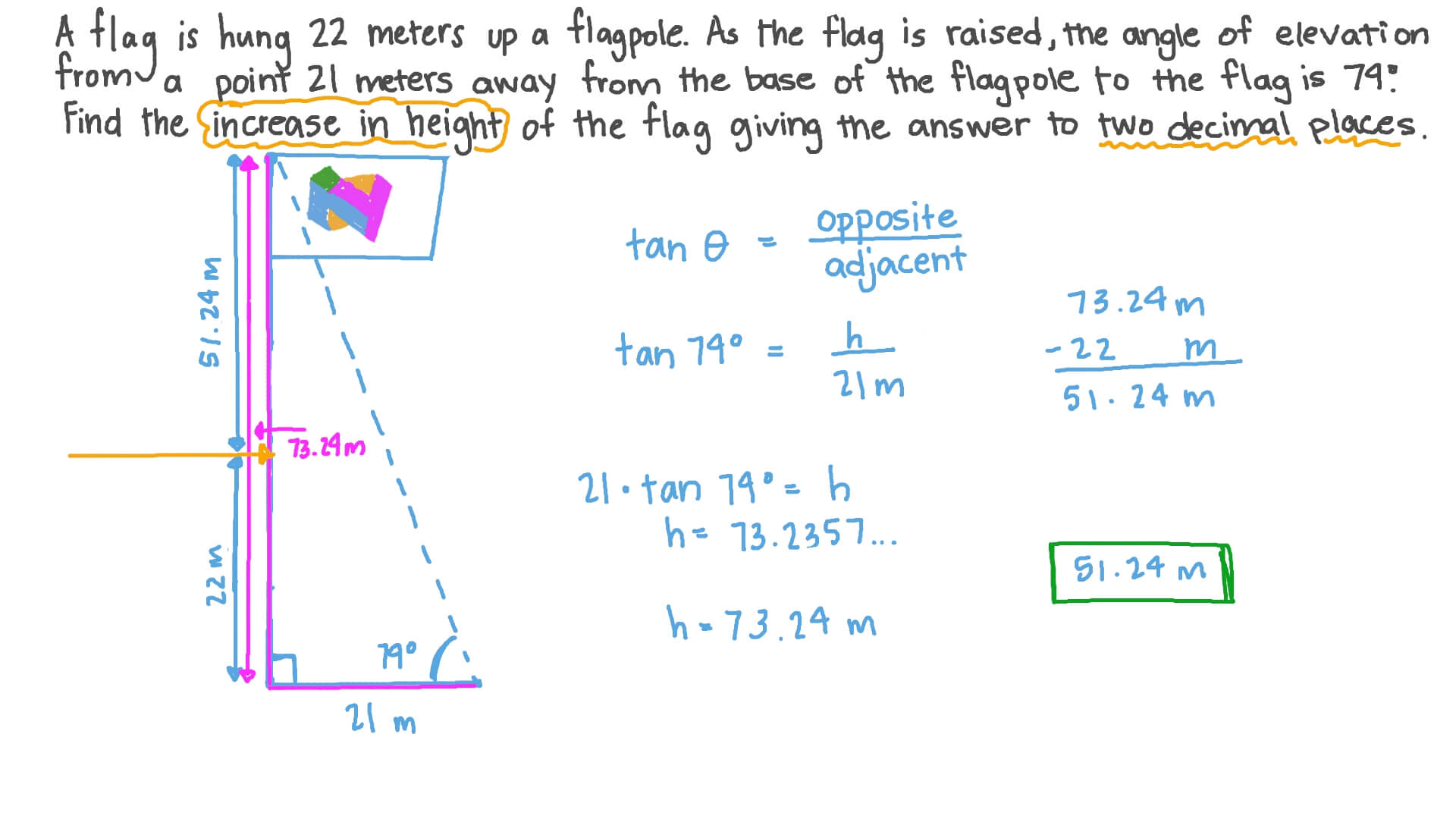 Question Video Using Right Angled Triangle Trigonometry To Solve Word 