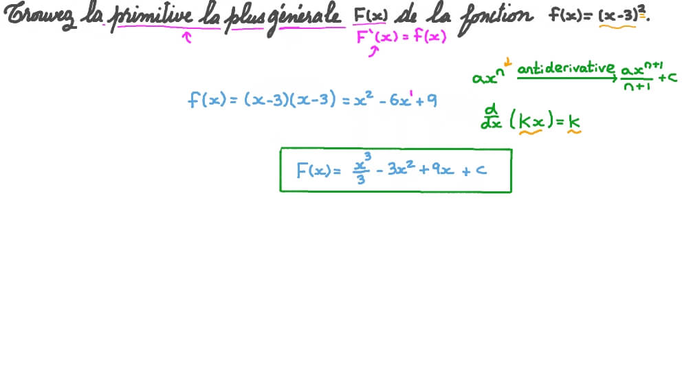 Trouver la primitive générale d’une fonction du second degré