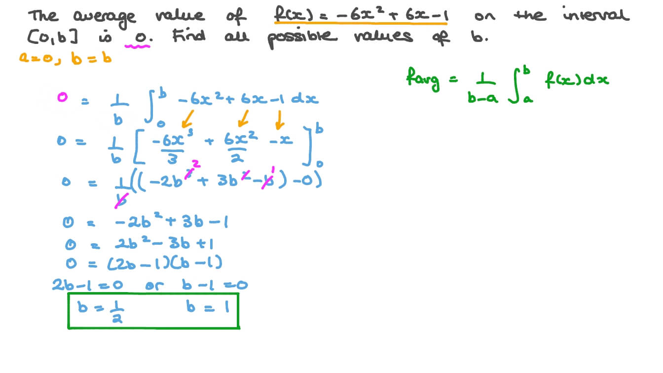 Finding an Interval given the Function’s Average Value over It