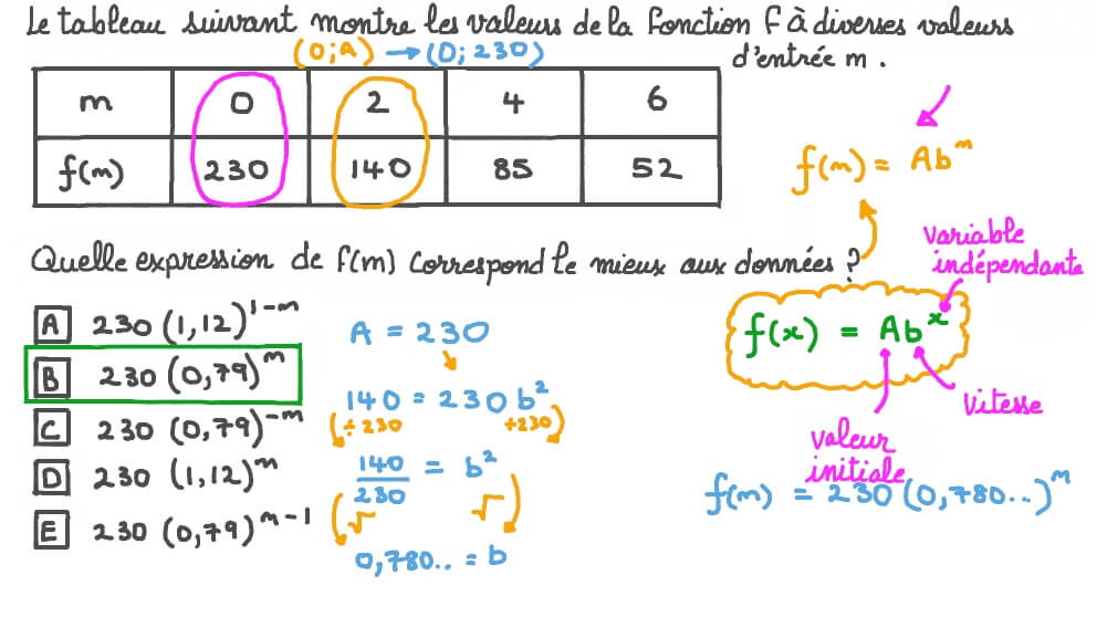 Associer des fonctions exponentielles à une série de données