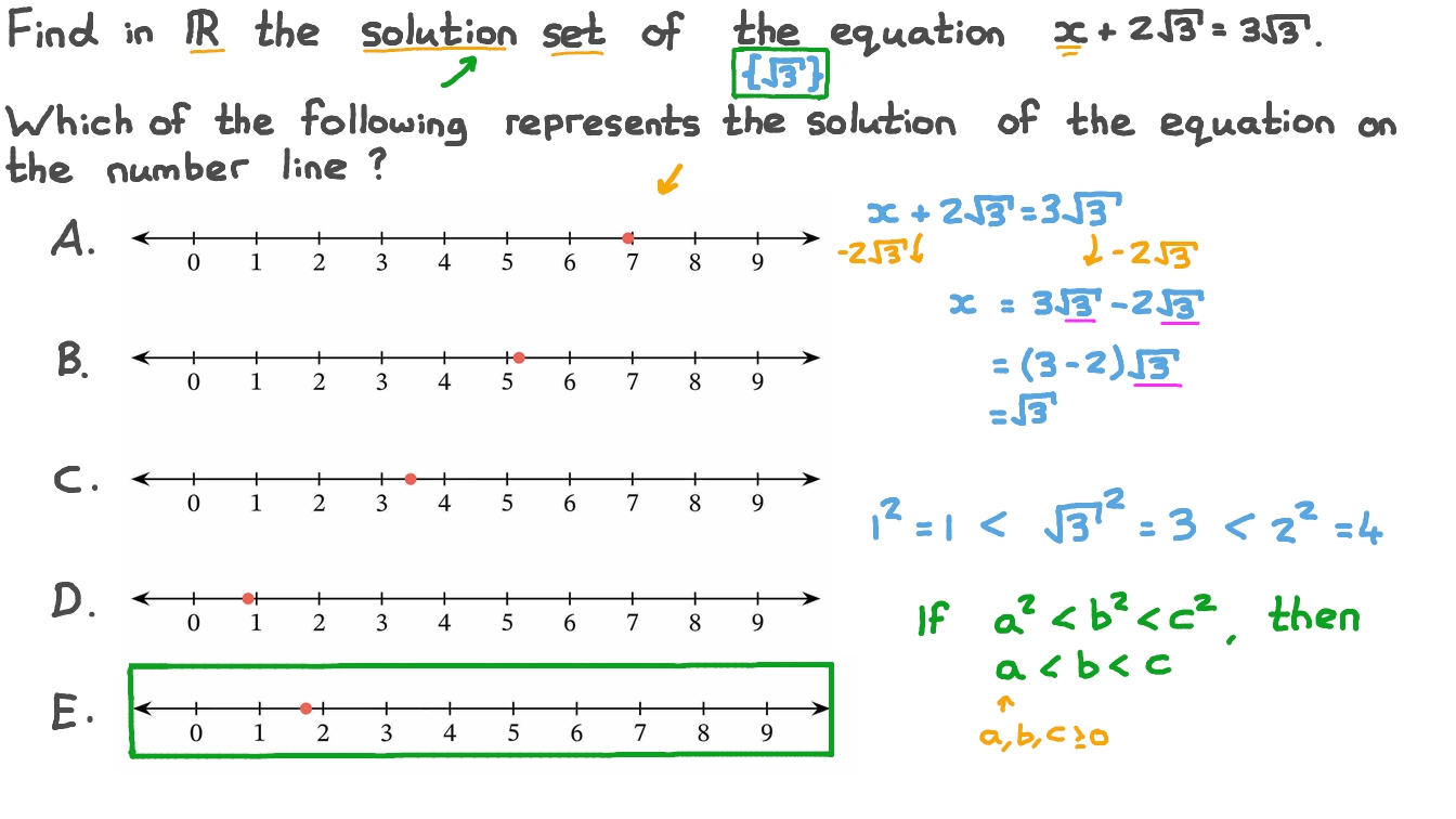 Question video solving an equation and finding the solution on a
