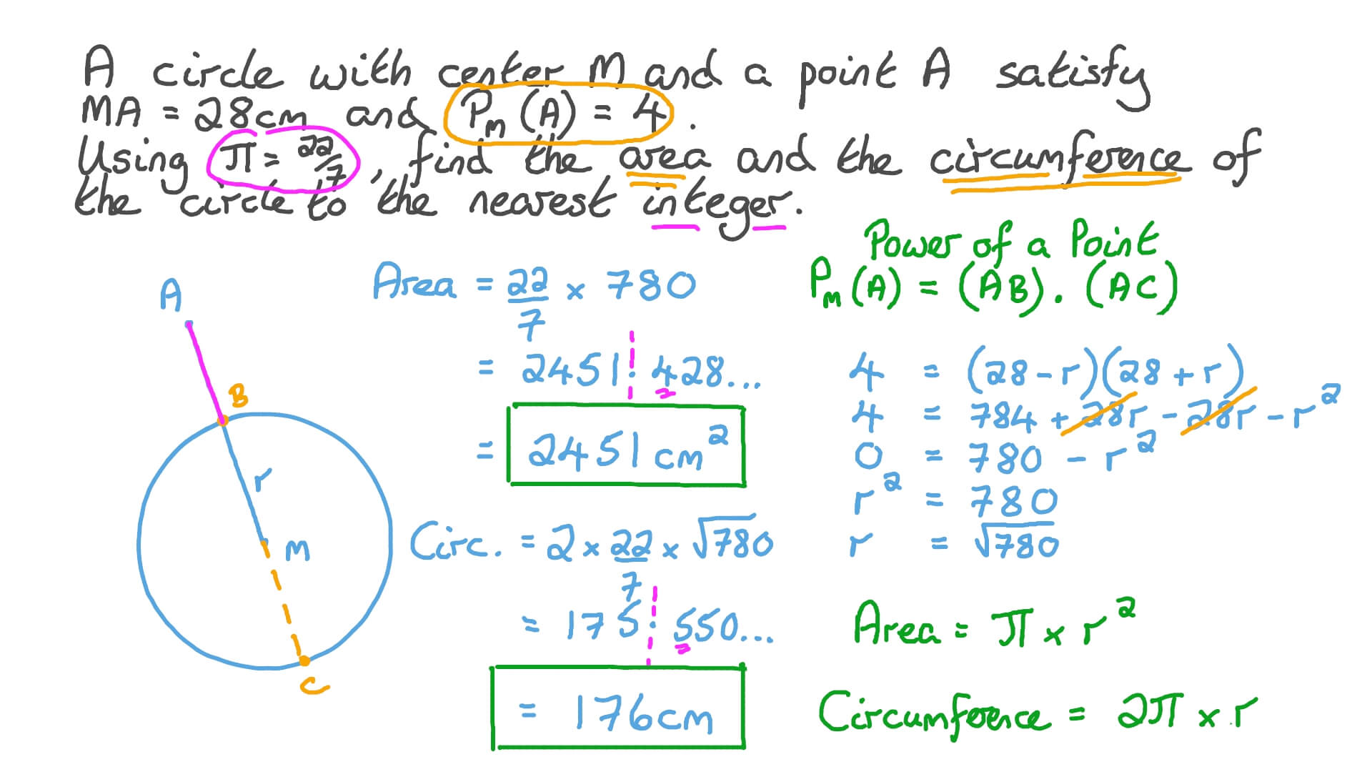 Question Video Finding The Area And Circumference Of A Circle Given