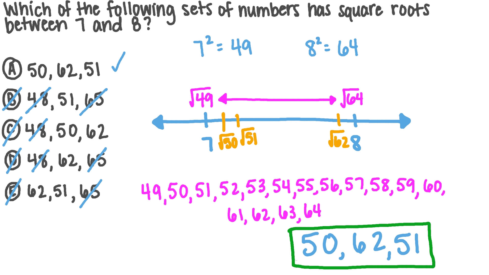 Question Video Identifying A Set Of Numbers Under A Given Condition 