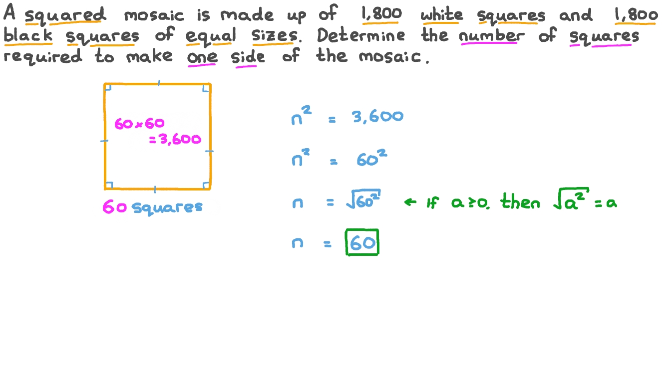Question Video Solving Word Problems Involving Square Roots Nagwa
