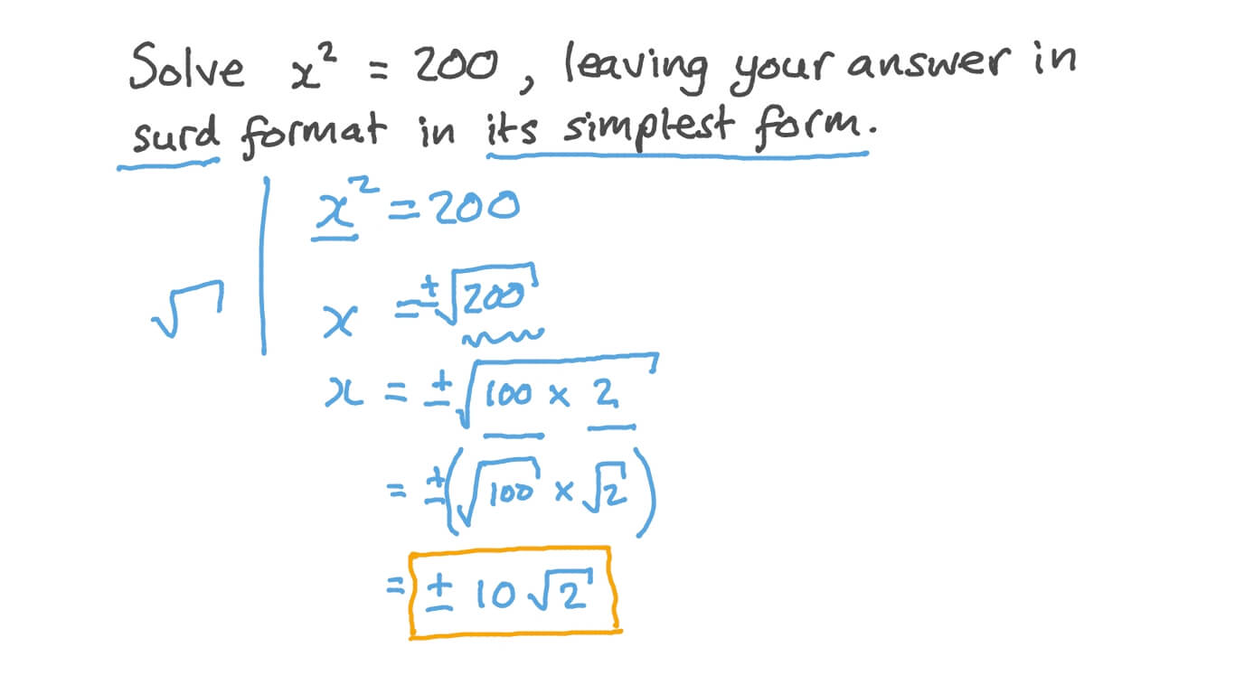 Question Video Solving One Term Quadratic Equations Nagwa