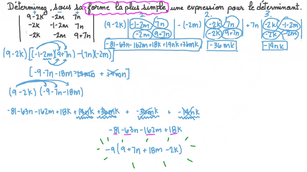 Calculer les déterminants