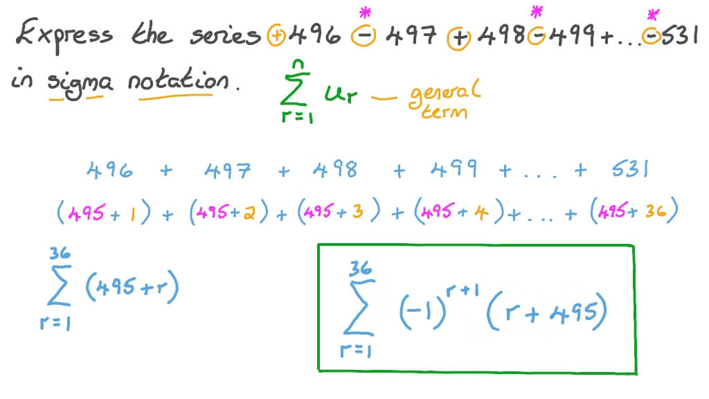 Question Video Expressing A Given Series In Sigma Notation Nagwa