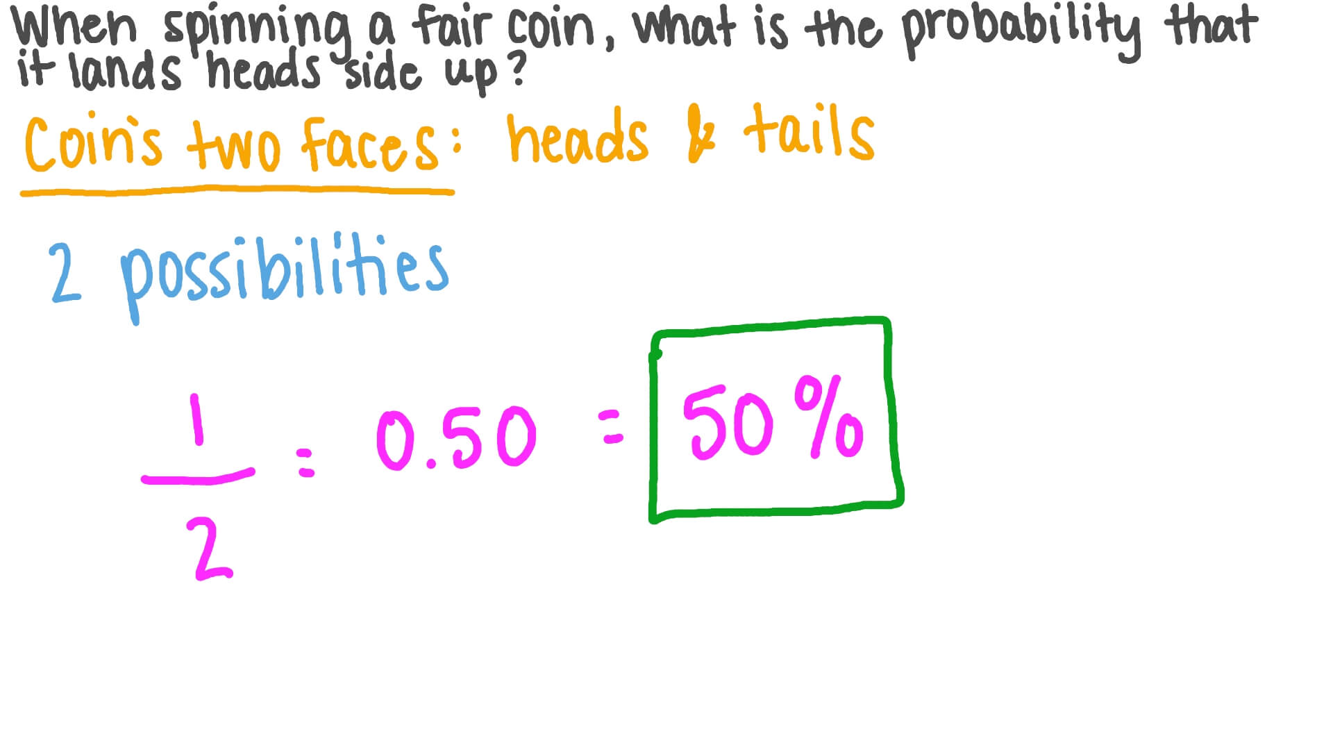 Question Video Finding the Theoretical Probability of Head in Tossing