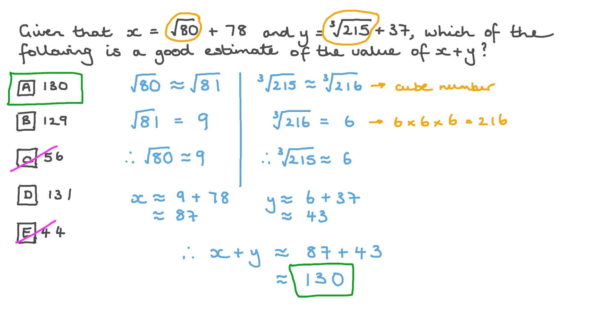 Question Video Estimating Values Of Irrational Numbers Nagwa