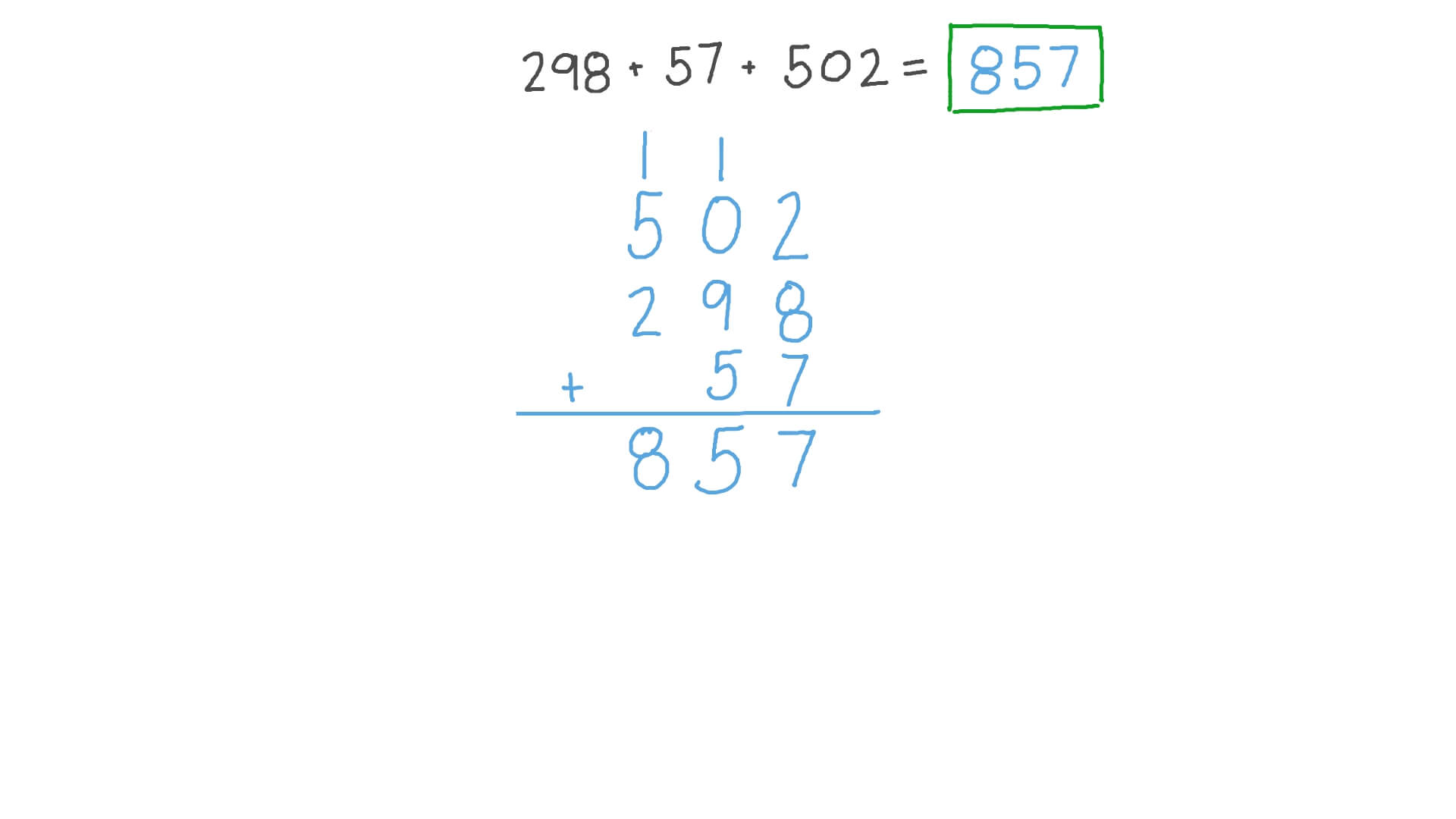 Adding Three Numbers up to 999