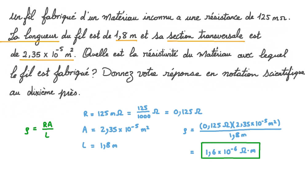 Calculer la résistivité d’un matériau