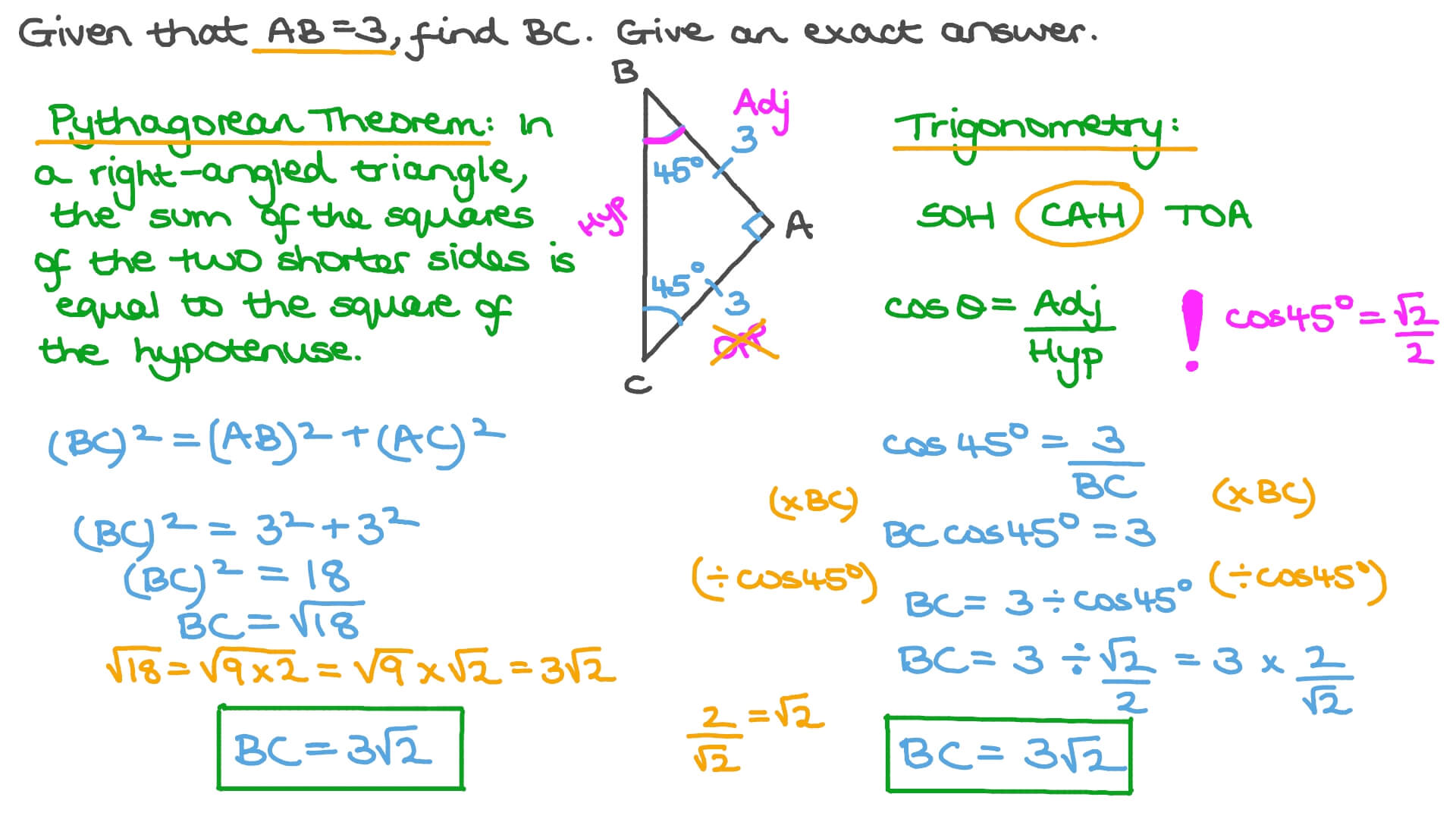 Side Lengths of 45-45-90 Triangles