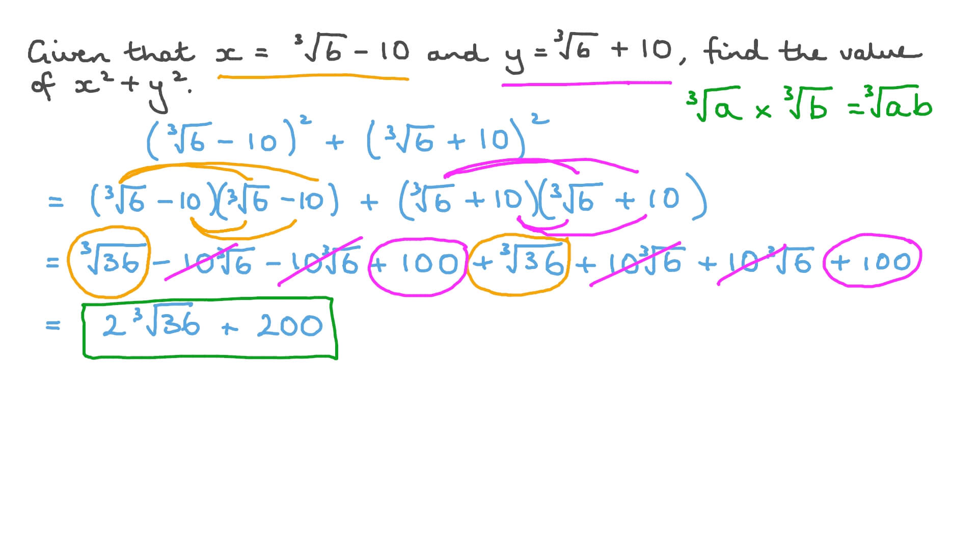Question Video: Evaluating Algebraic Expressions Involving Roots and ...