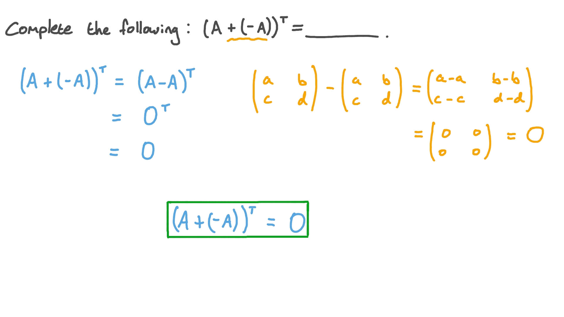 Finding the Transpose of a Sum of Matrices