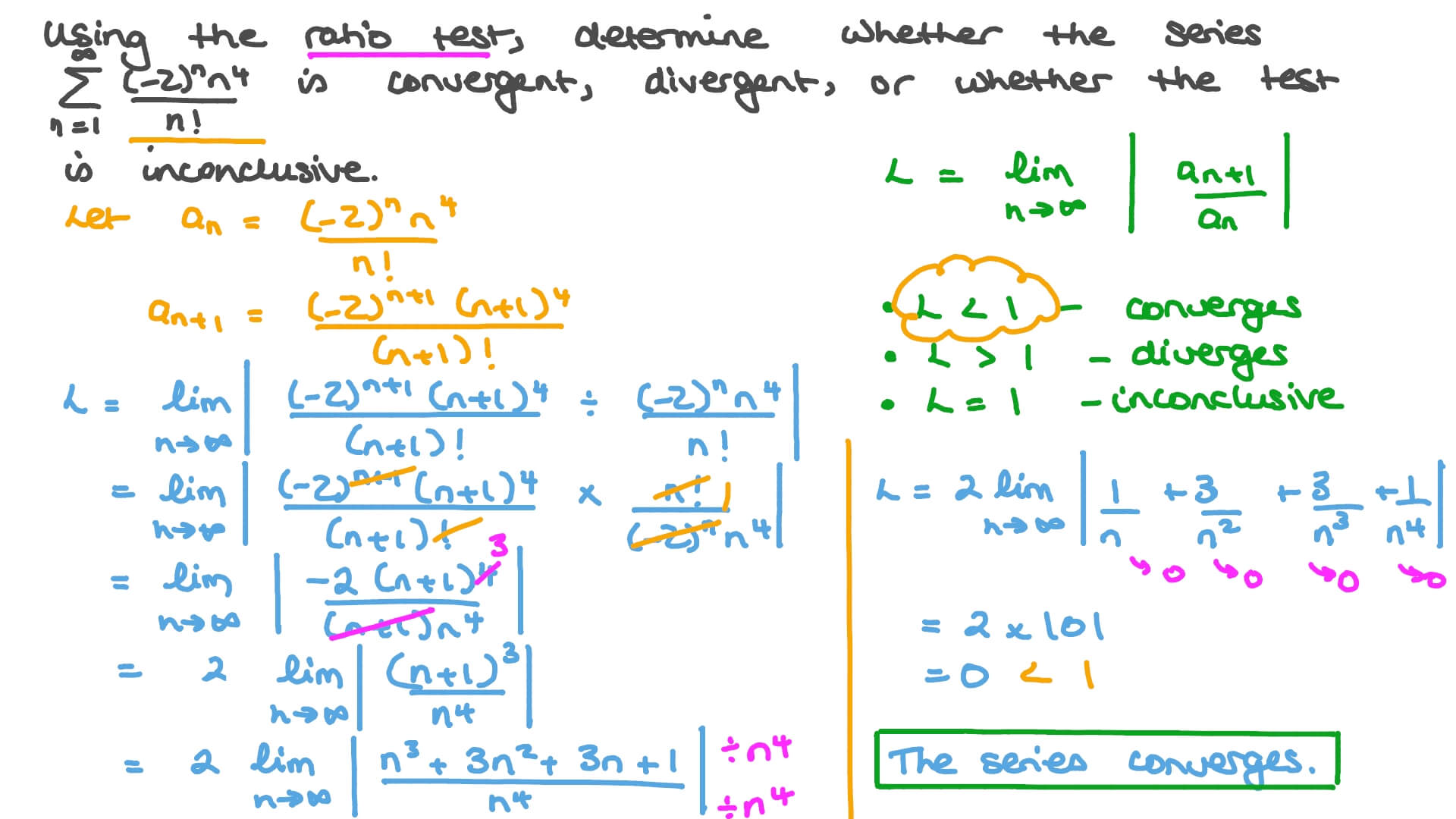 Question Video Using The Ratio Test For Series Convergence Nagwa