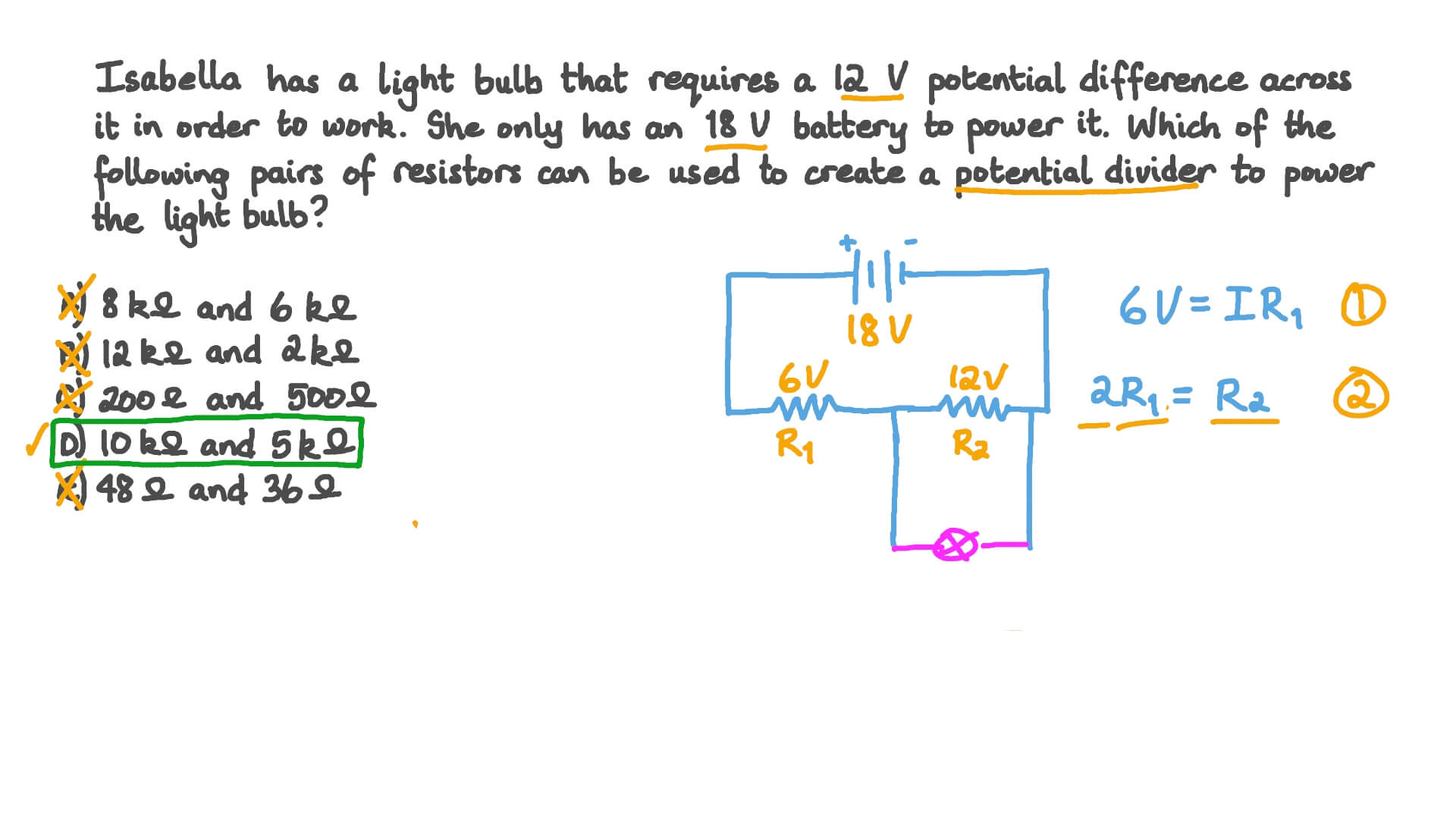 Finding Pairs of Resistances that can be used in a Potential Divider