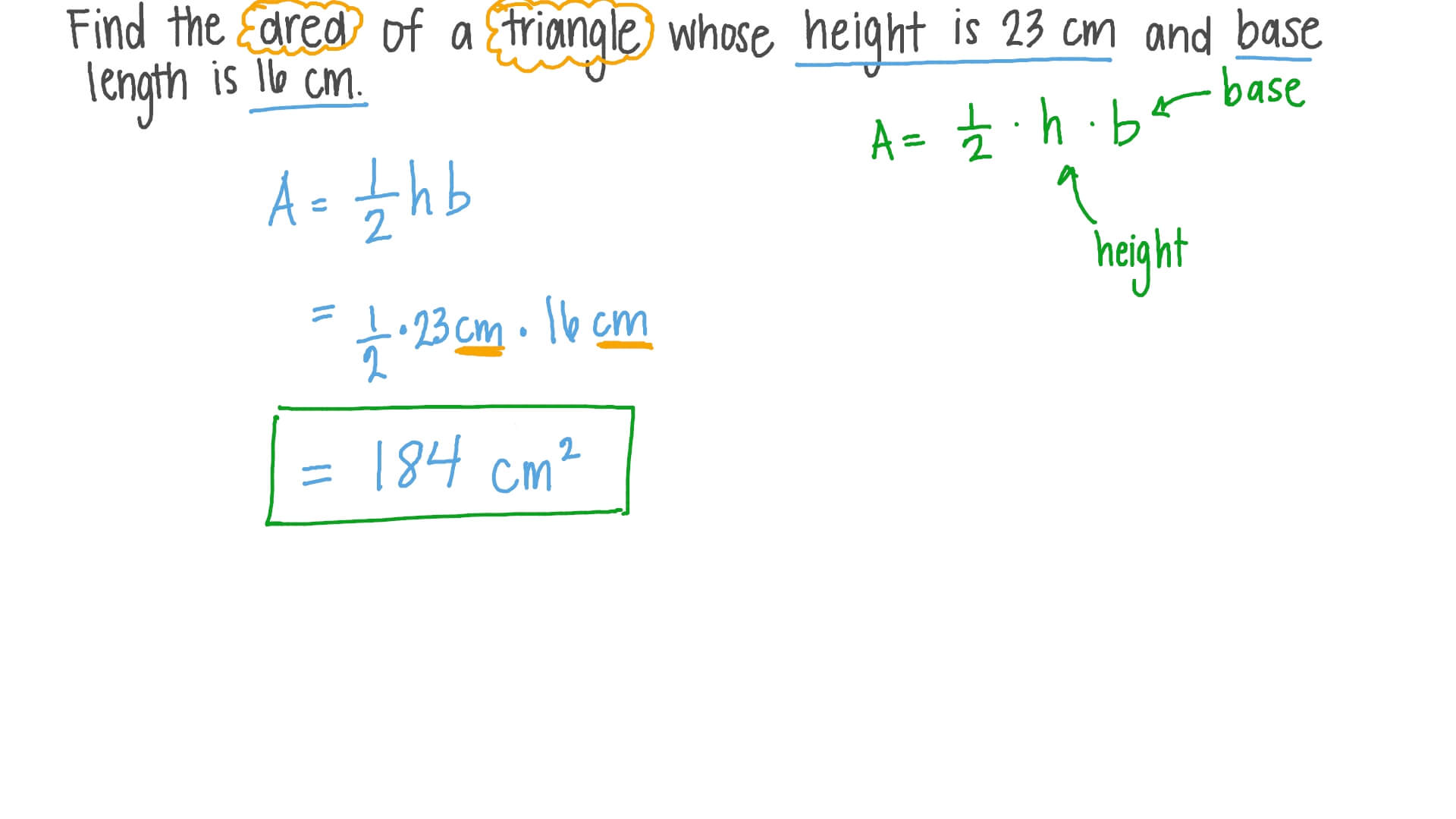Finding the Area of a Triangle given Its Dimensions