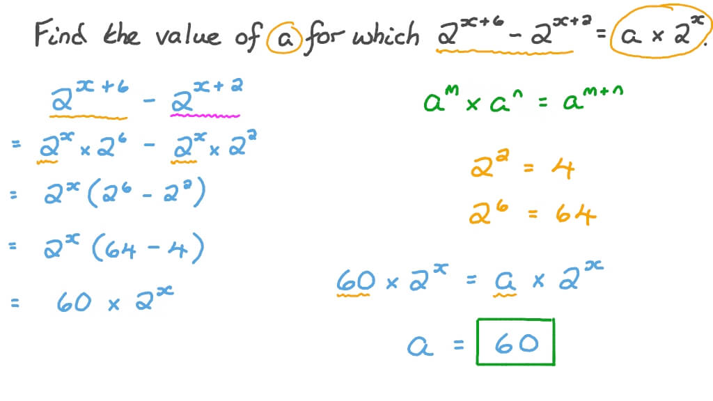 Question Video Using Laws of Exponents to Find an Unknown in a Given Equation Nagwa