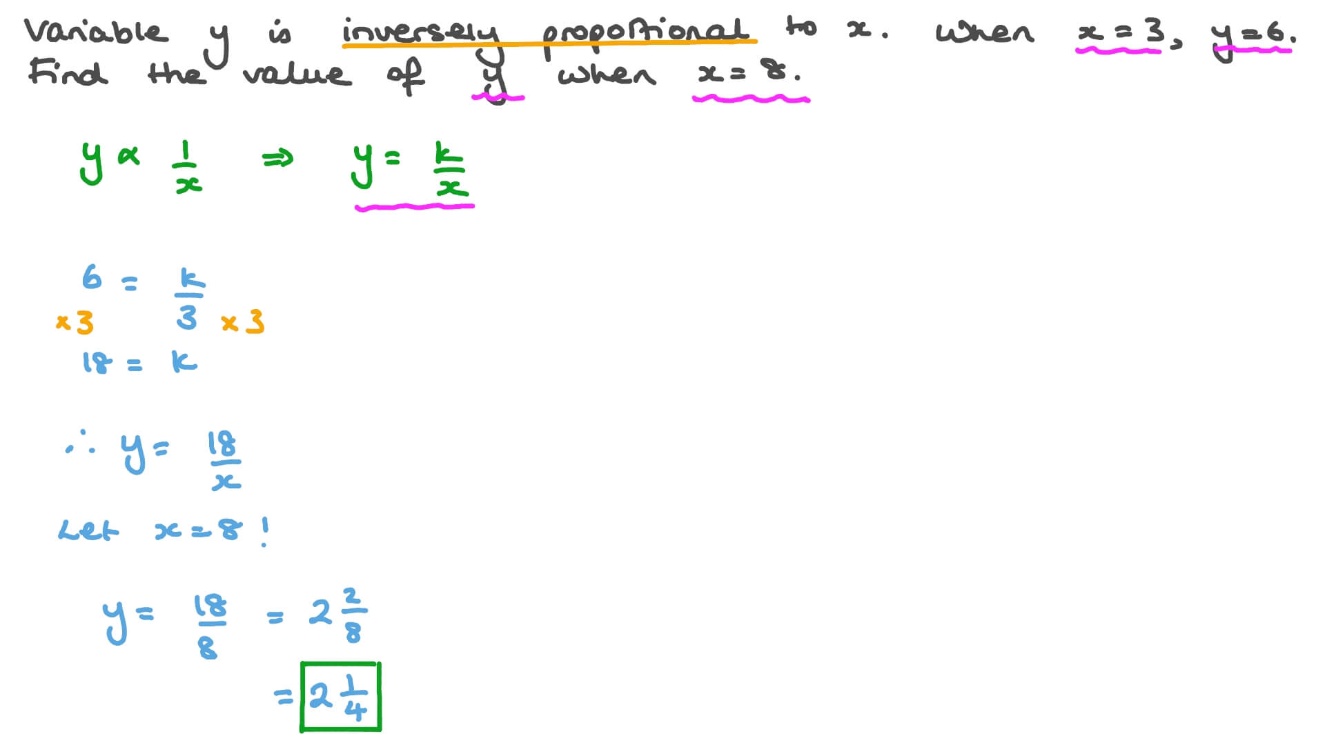 Question Video Finding Unknowns Using Inverse Proportion Nagwa