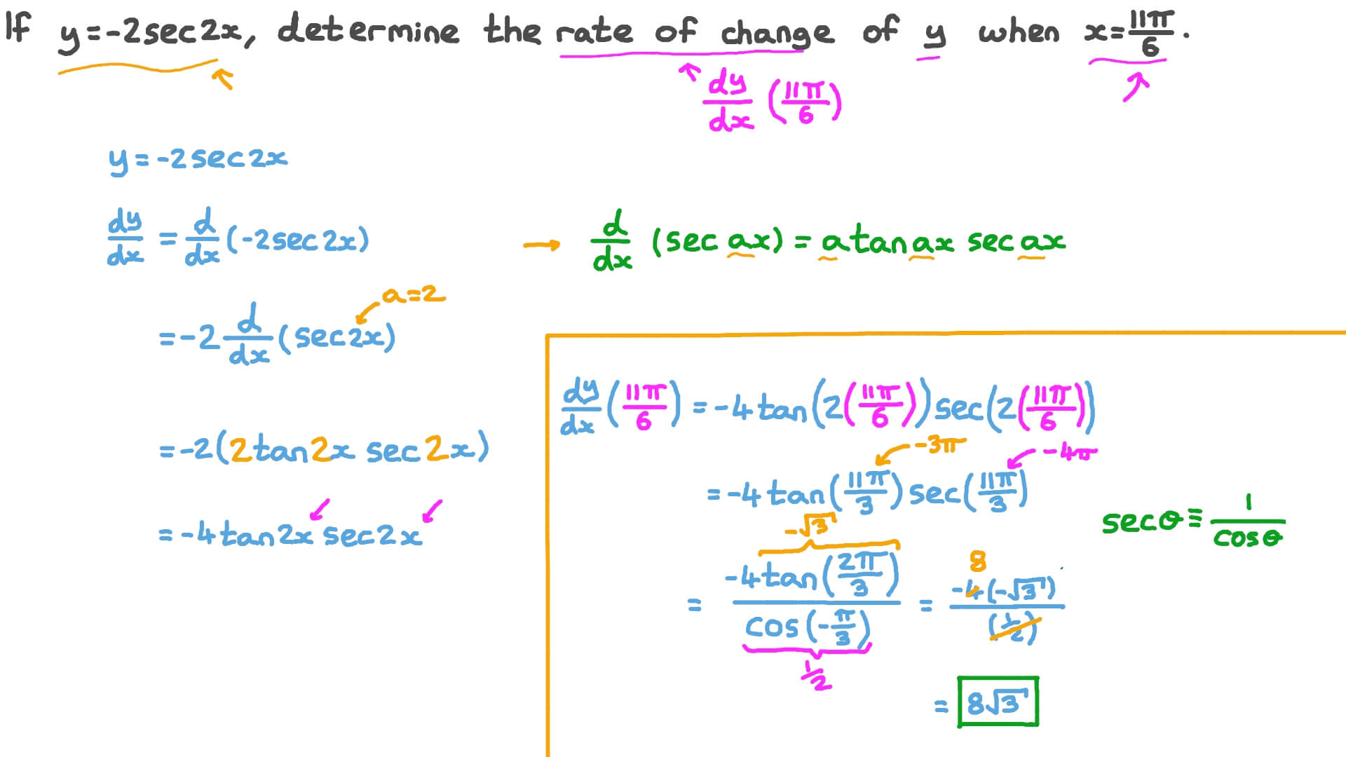 Question Video Differentiating Trigonometric Functions Nagwa