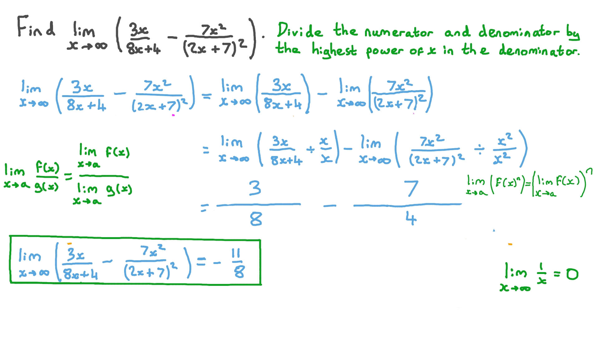 Question Video Finding The Limit Of A Composition Of Rational Functions At Infinity Nagwa