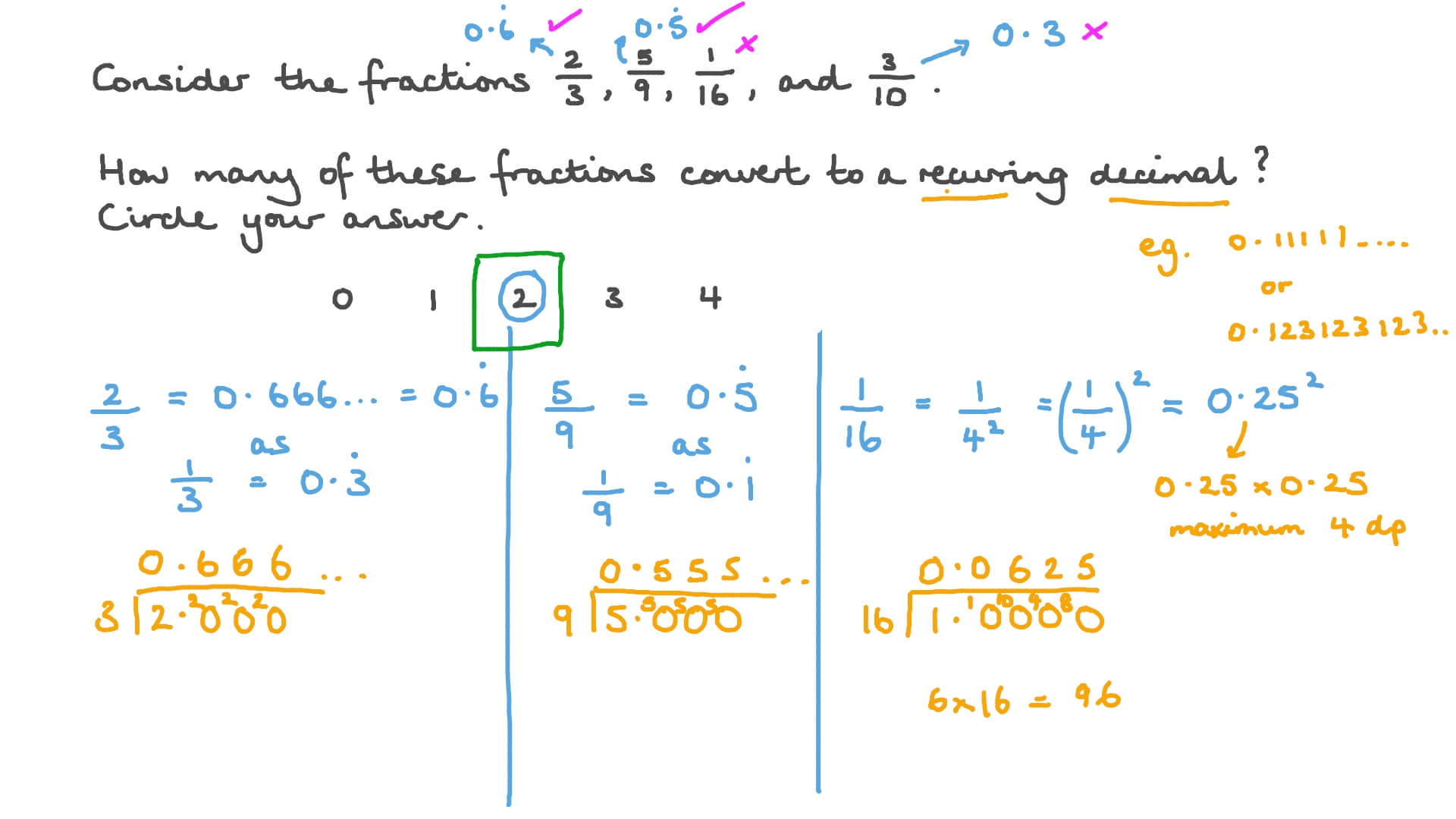 Video: Converting Fractions to Recurring Decimals | Nagwa