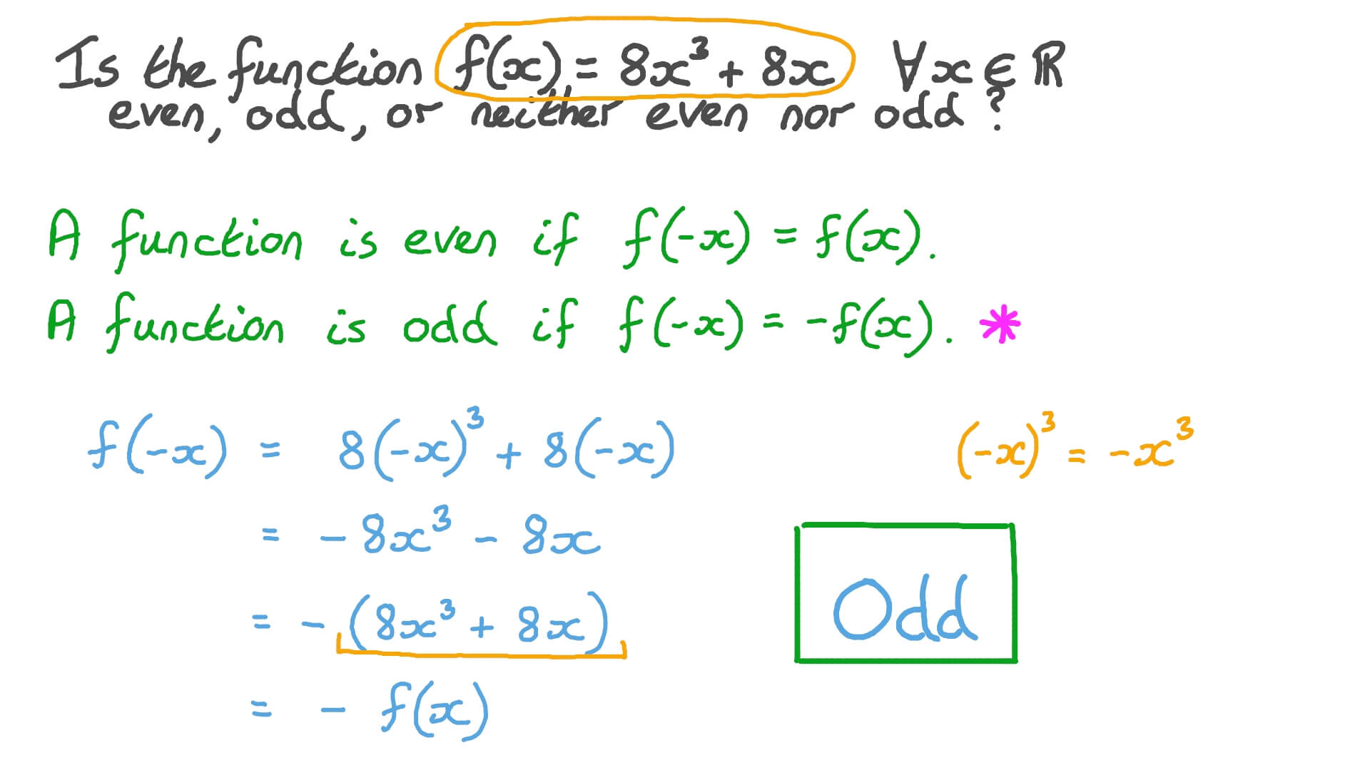 Question Video: Stating the Parity of a Polynomial Function | Nagwa