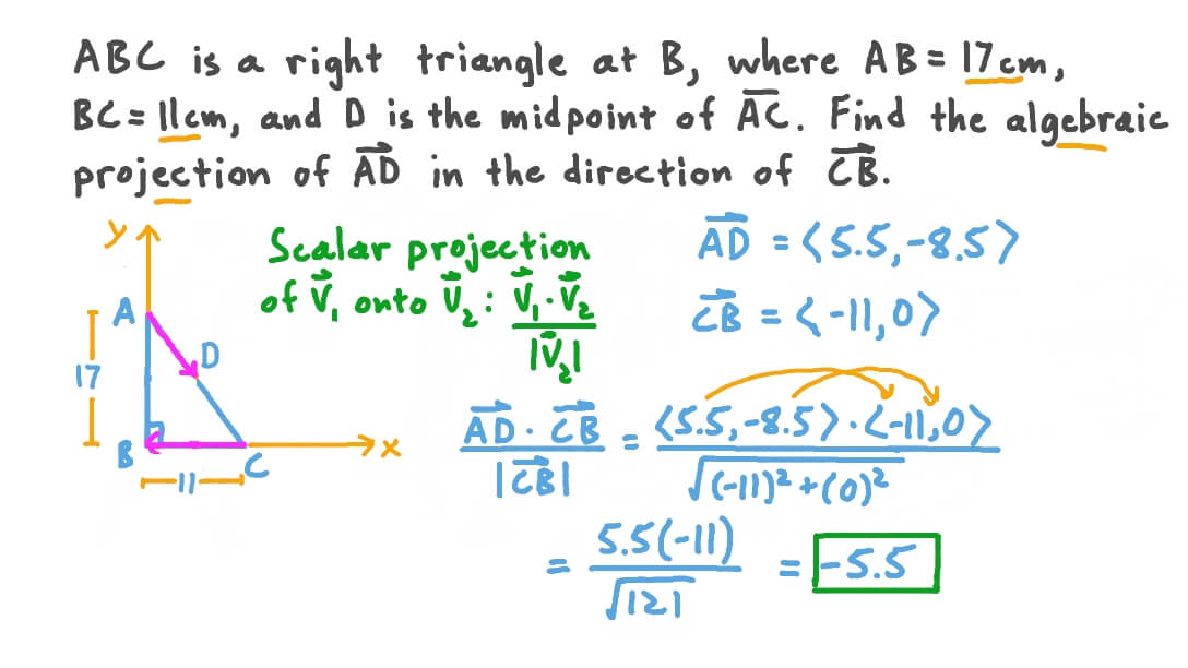 Finding the Projection of a Vector in the Direction of Another Represented in a Triangle