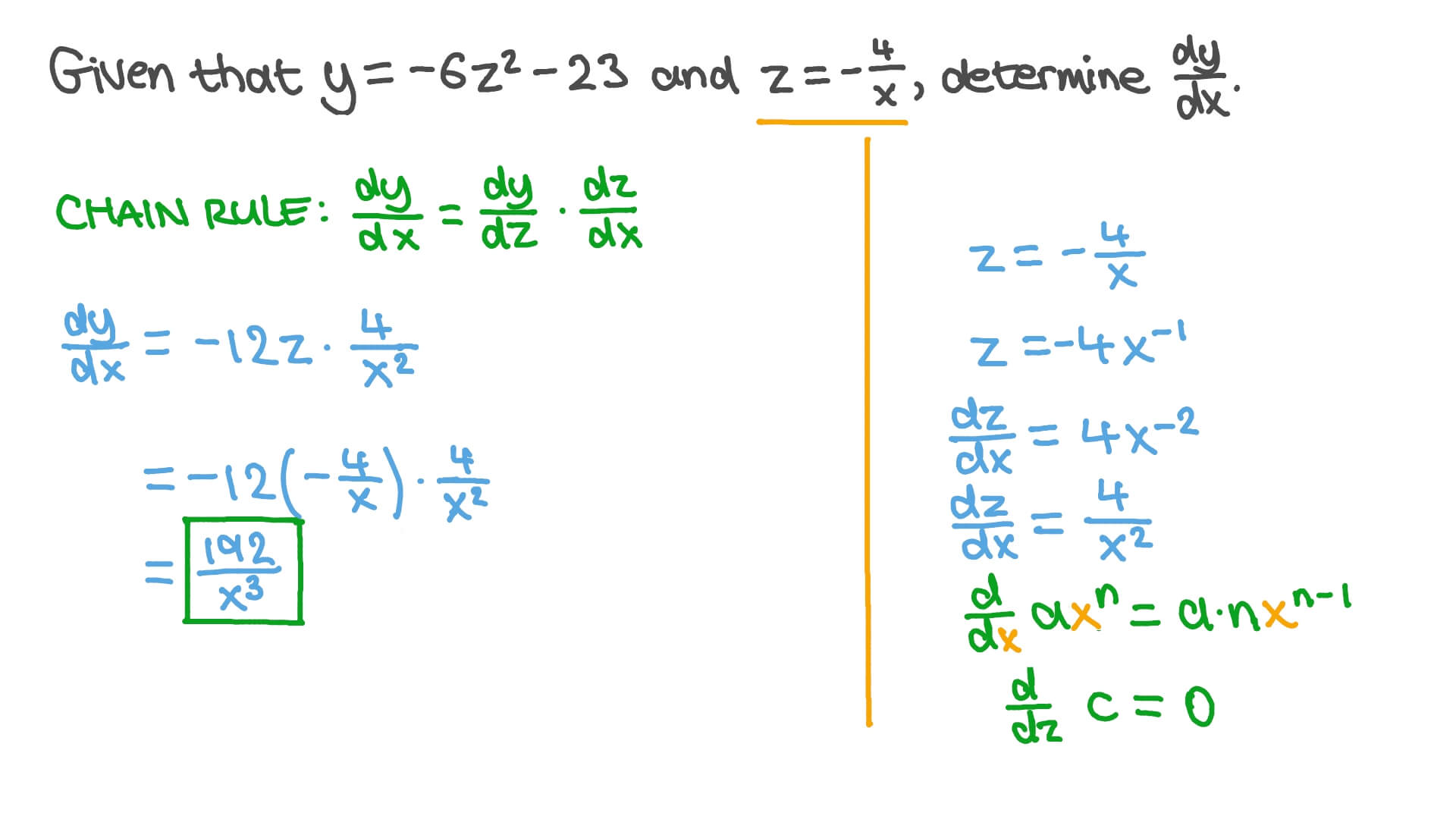 Question Video: Finding the First Derivative of a Composite Function ...