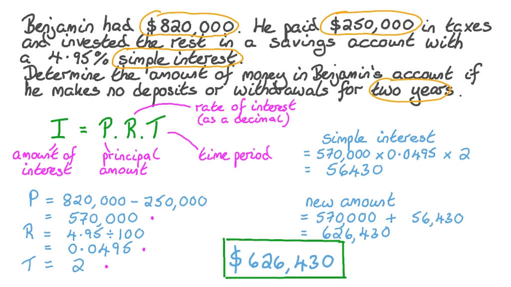 Question video solving word problems involving percentages and simple