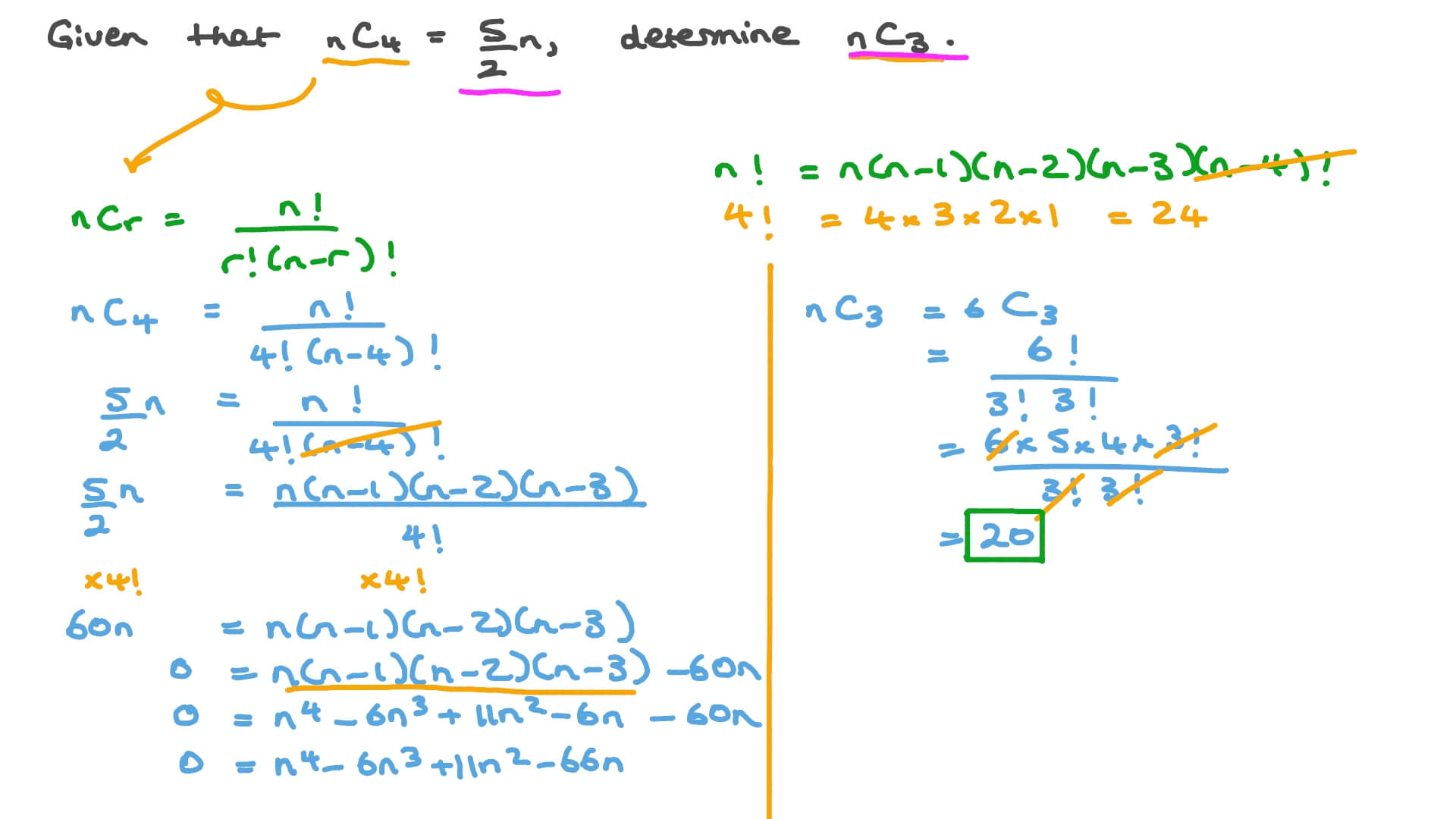 Question Video: Evaluating Combinations to Find the Value of an Unknown ...