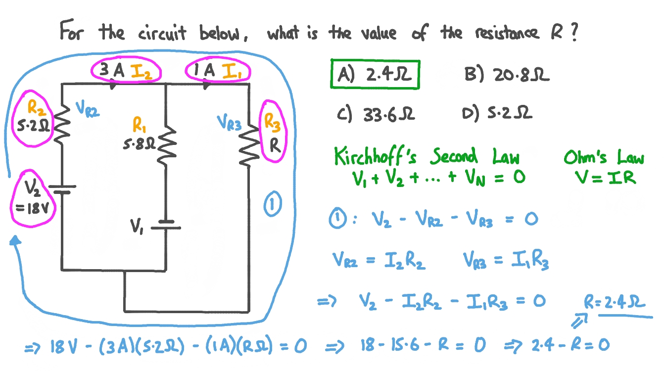 Question Video Using Kirchhoff s Laws To Calculate Resistance In A 