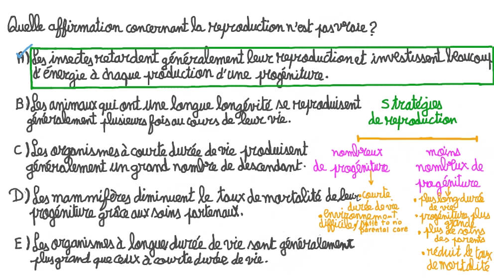 Identifier les caractéristiques de différentes stratégies de reproduction