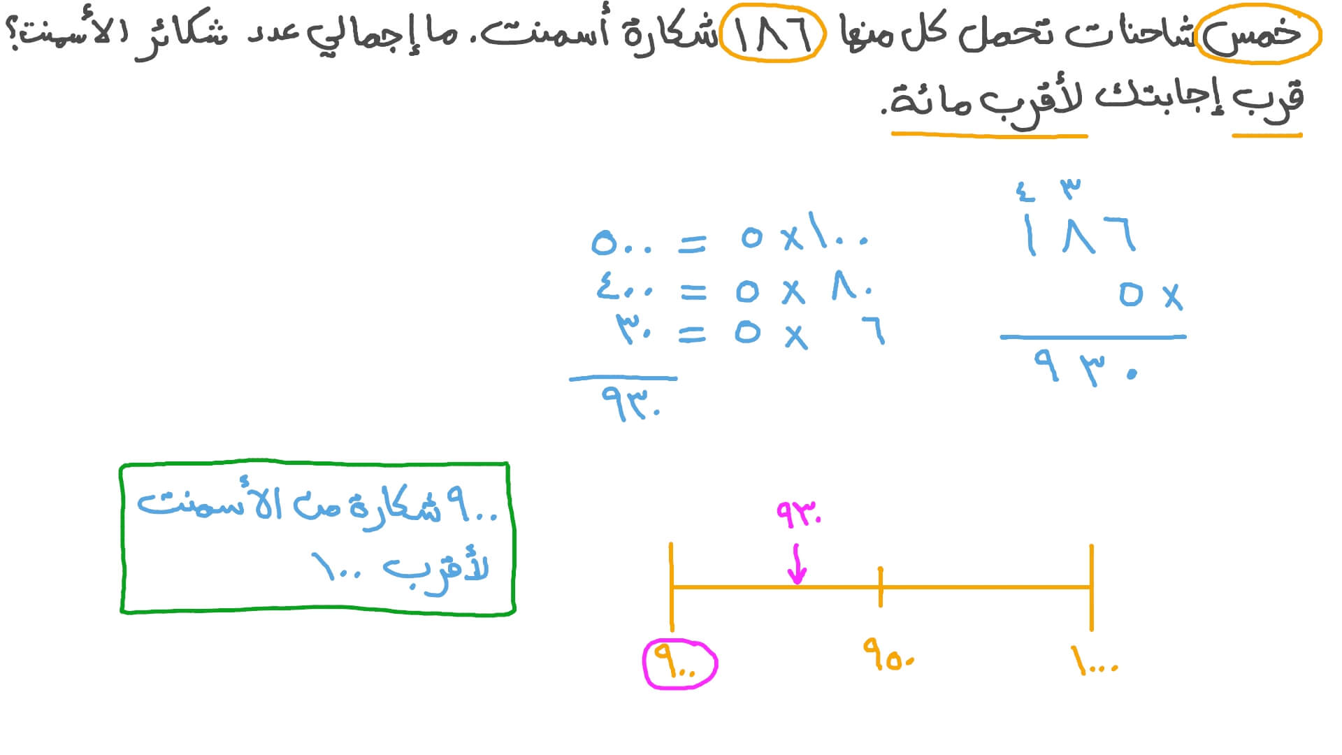 تقريب حاصل ضرب الأعداد الصحيحة لأقرب ١٠٠