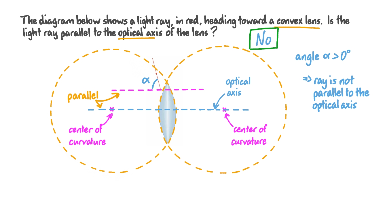Determining If a Light Ray Is Parallel to the Optical Axis of a Convex Lens