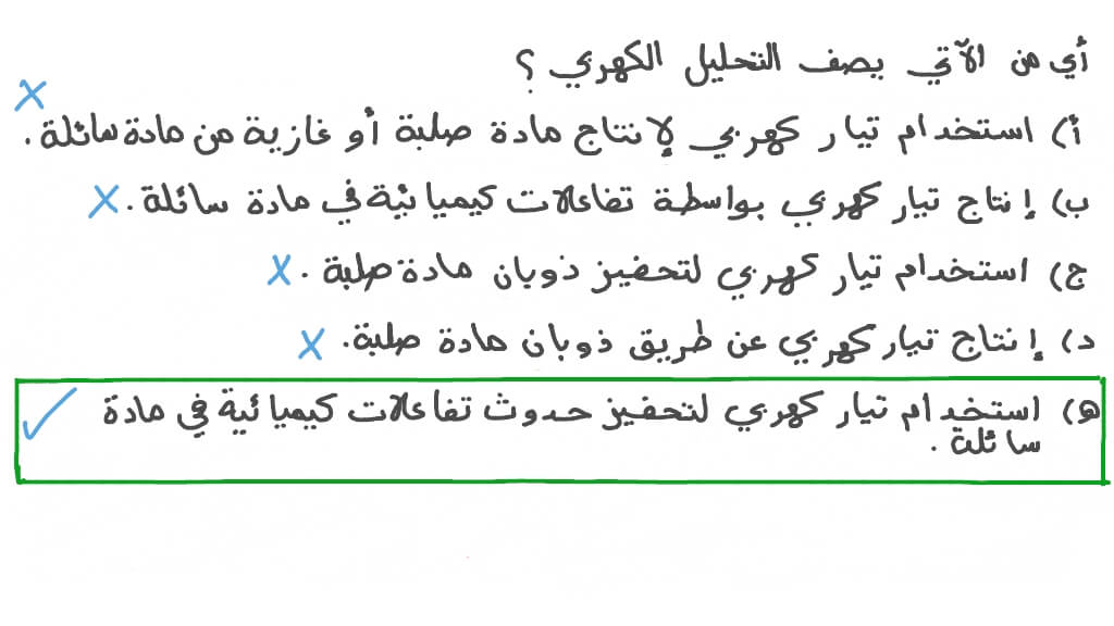 تحديد الوصف المناسب للتحليل الكهربي