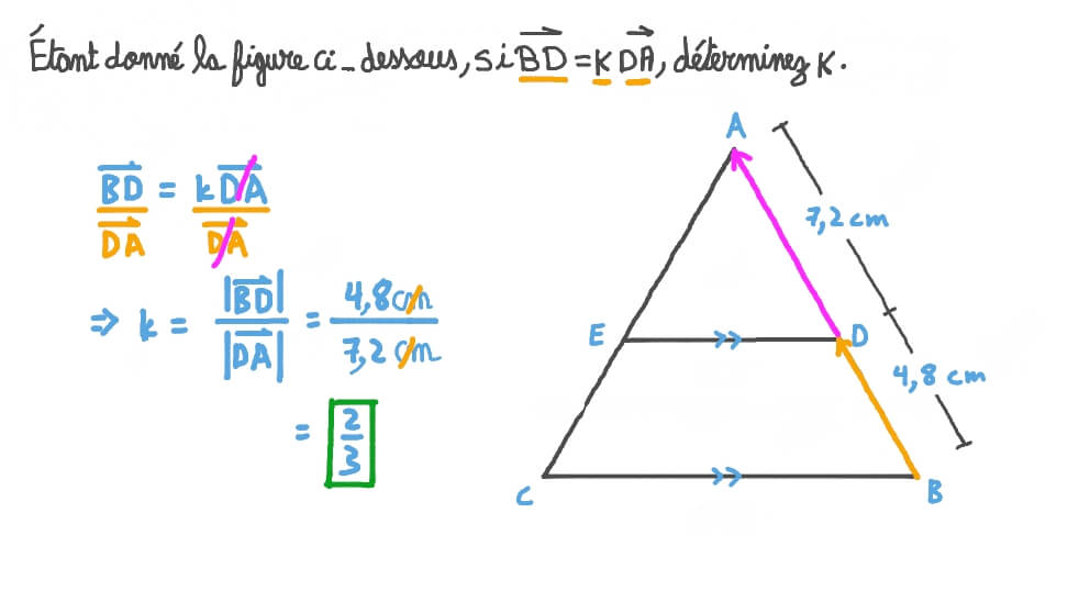 Trouver le nombre réel que multiplie un vecteur en utilisant une figure