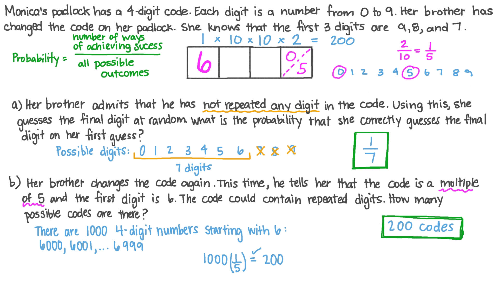 Video: Calculating a Probability and Finding the Number of Possible ...