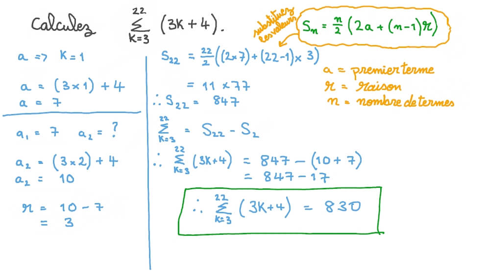 Calculer une série arithmétique