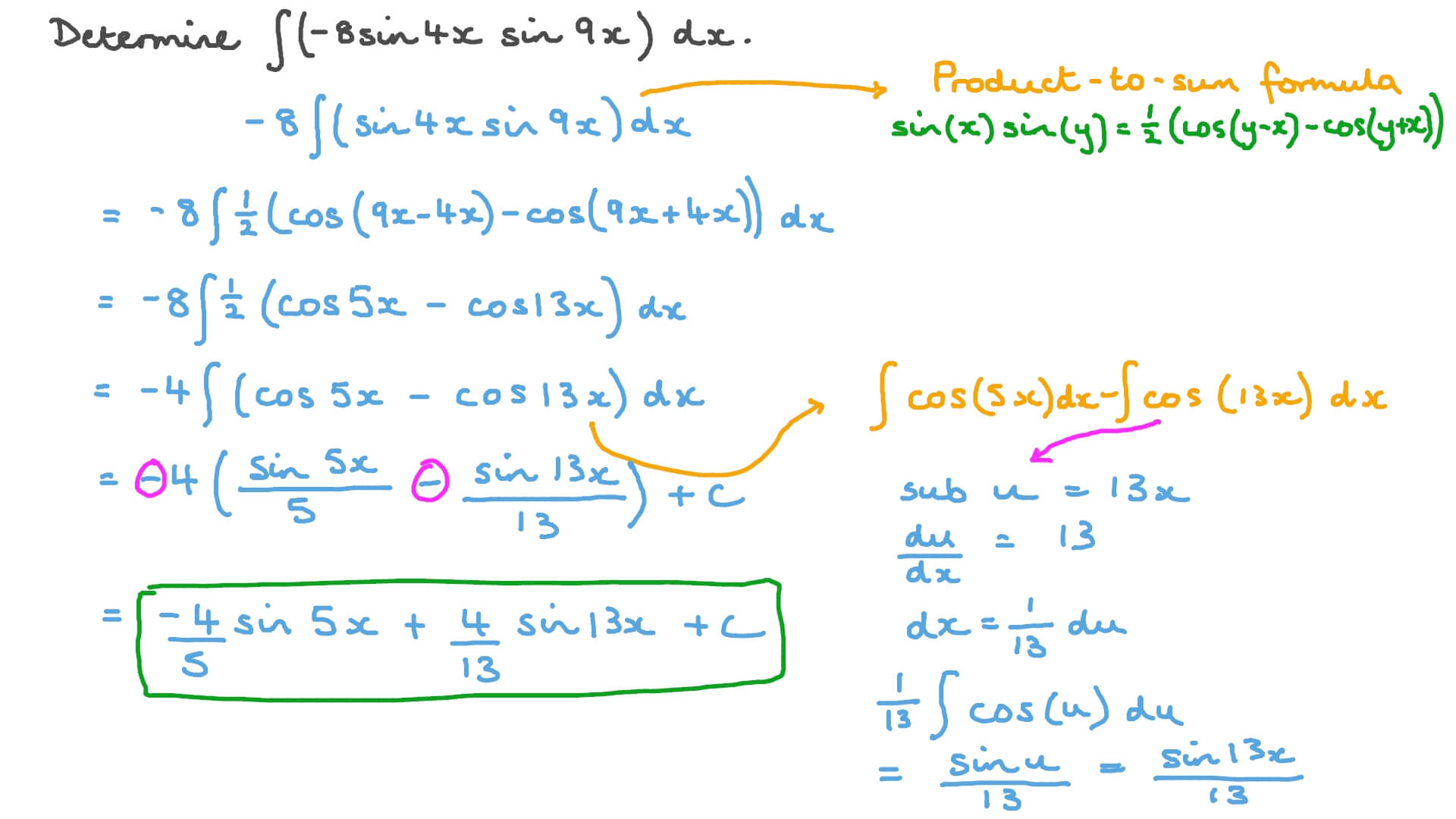 Finding the Integration of the Product of Two Sine Functions Having Different Angles Using Trigonometric Identities