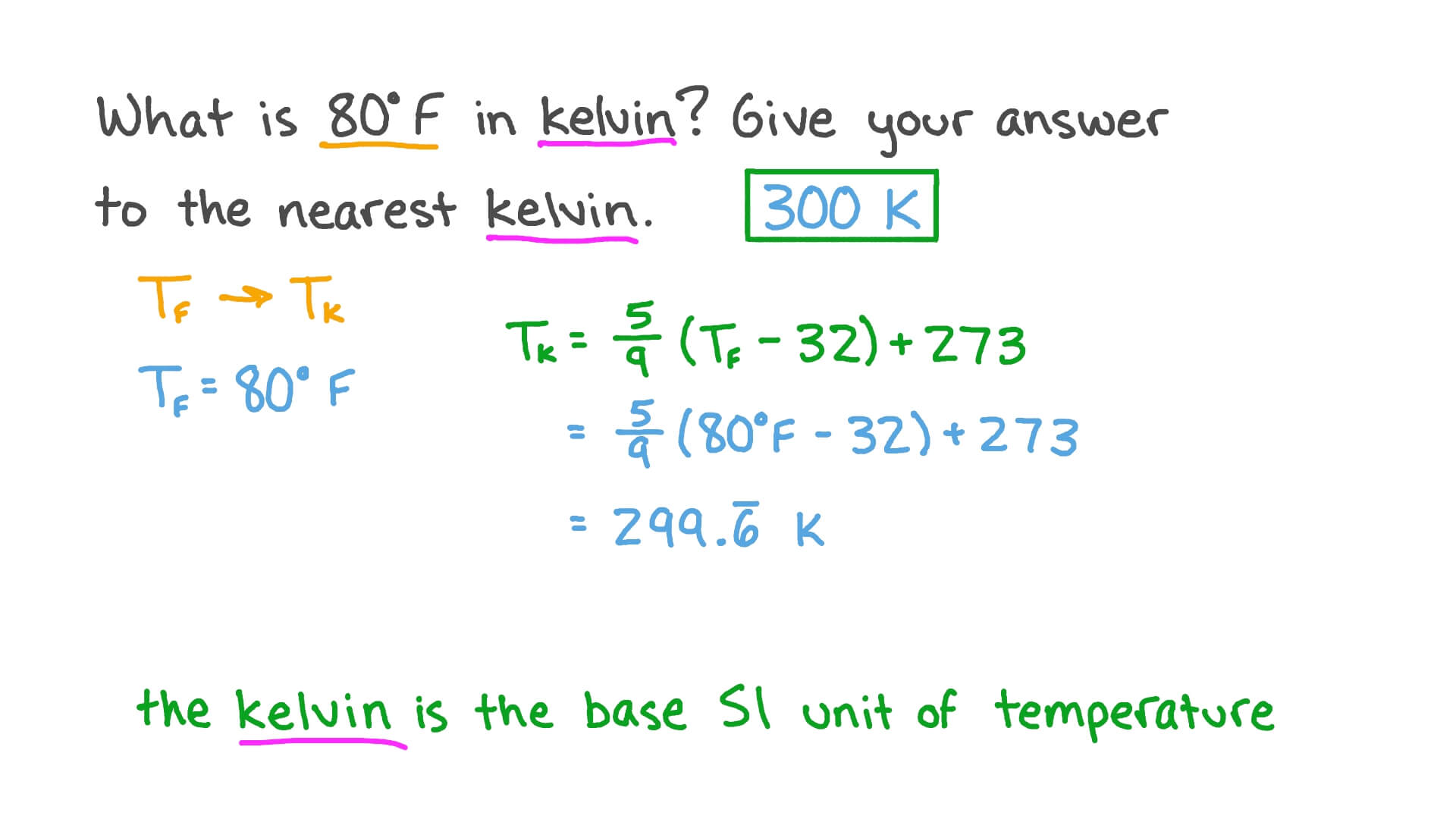 Question Video Converting From Fahrenheit To Kelvin Nagwa