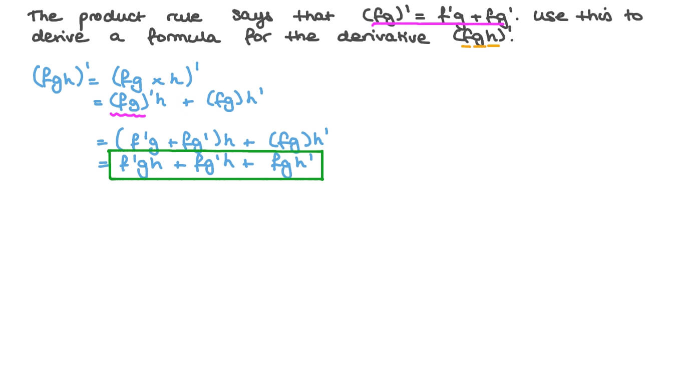 Question Video Using The Product Rule Nagwa