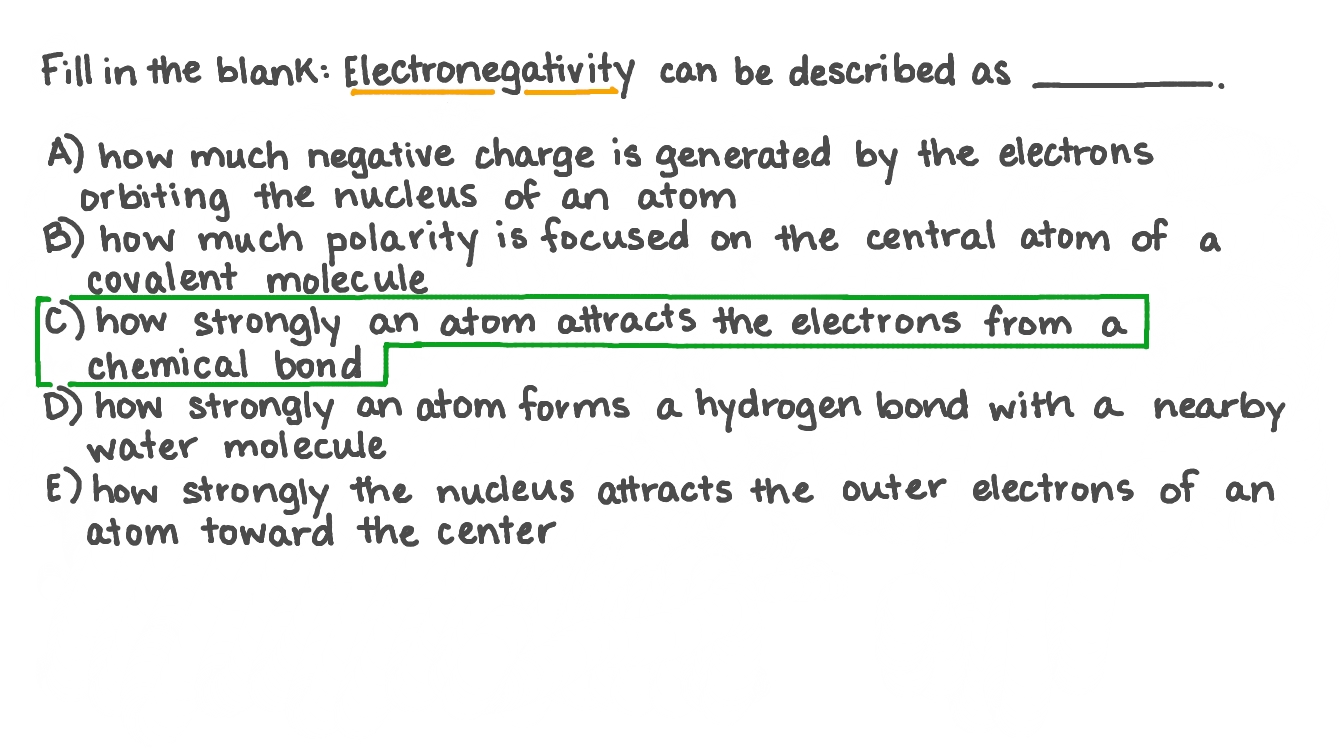 Identifying the Statement That Describes Electronegativity