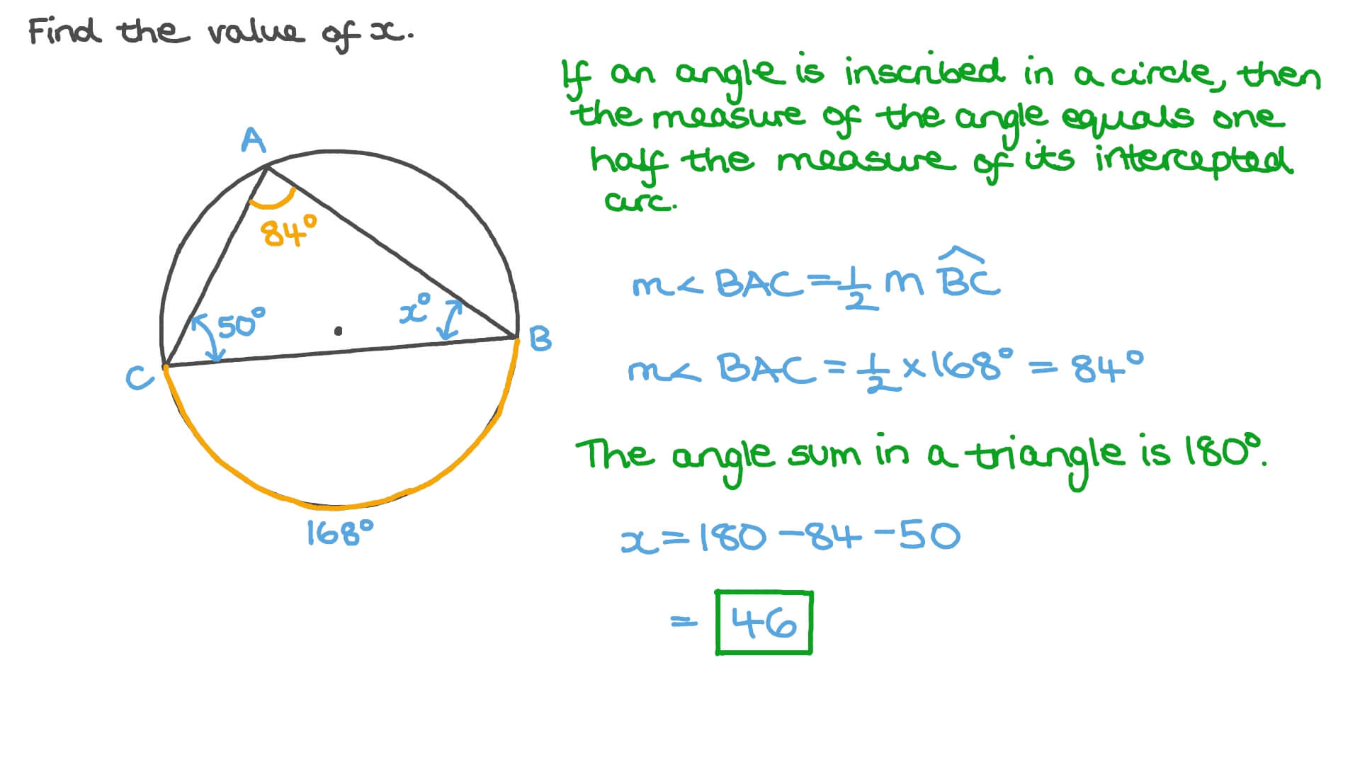 Question Video Finding The Measure Of One Of The Angles Of The