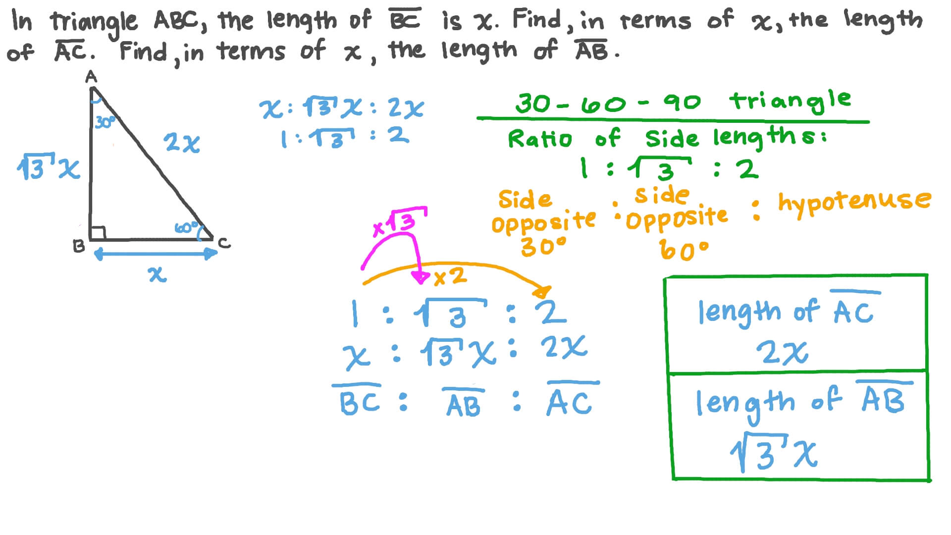 The Side Lengths of 30 60 90 Triangles