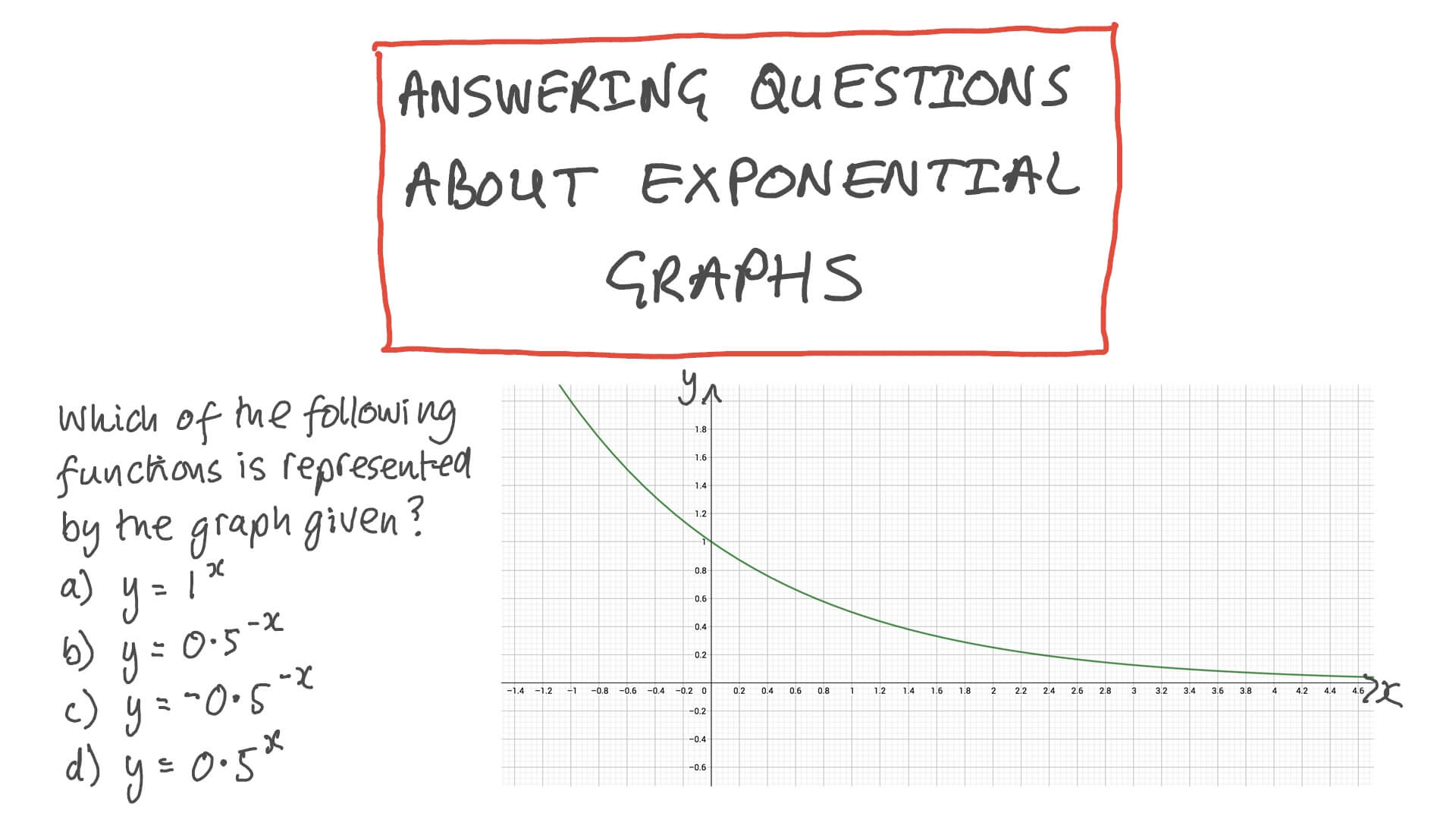 Video: Answering Questions about Exponential Graphs | Nagwa
