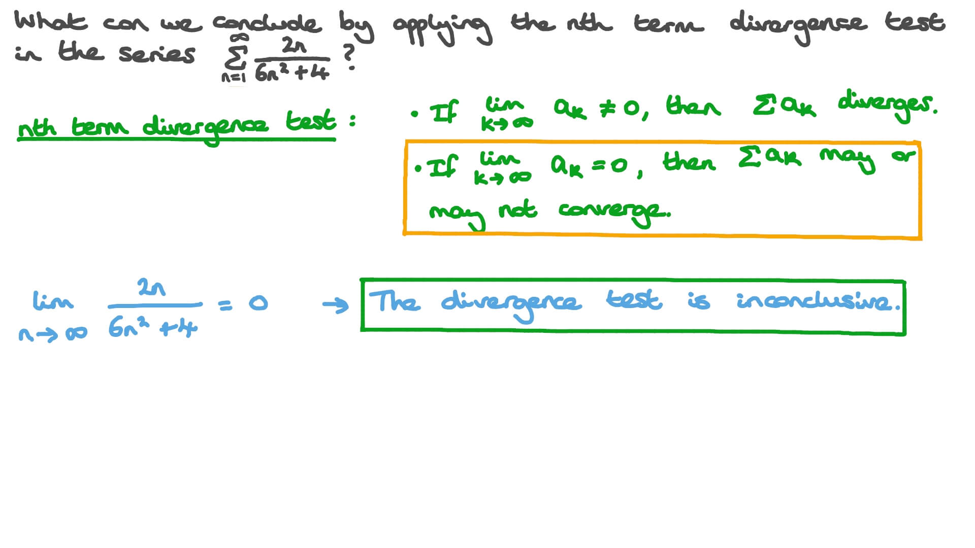 Applying the Nth Term Divergence Test to a Series