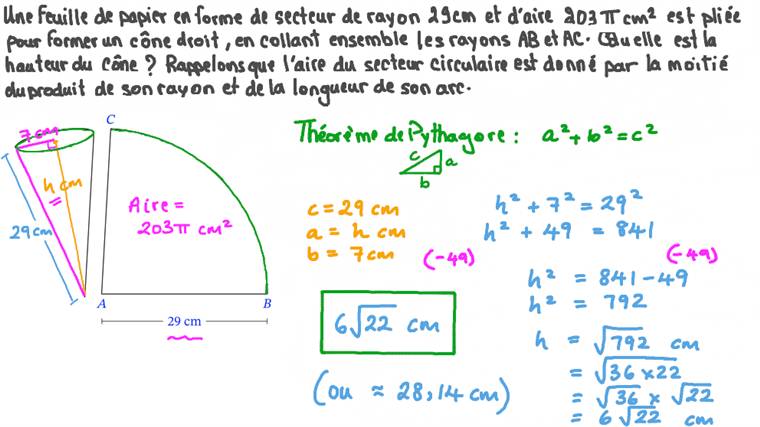 Leçon : Application du théorème de Pythagore aux pyramides et aux cônes ...